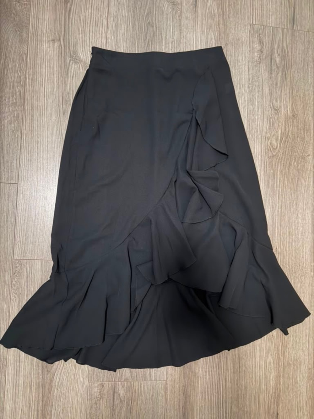 SHEIN Black High-Low Ruffle Midi Skirt